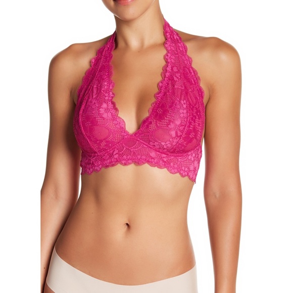 Free People Other - Free People Galloon Lace Halter Bralette Red Berry